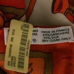 Pre Owned Hermes Orange Kachina Cashmere & Silk Kermit Oliver Scarf