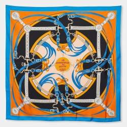 Pre Owned Hermès Cobalt Blue La Promenade Du Matin Silk Scarf