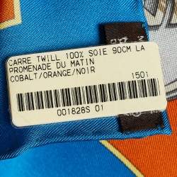 Pre Owned Hermès Cobalt Blue La Promenade Du Matin Silk Scarf