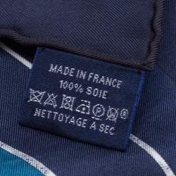 Pre Owned Hermes Navy Blue Jungle Love Rainbow Silk Square Scarf