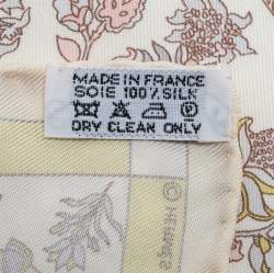 Pre Owned Hermès Cream Silk Indiennes Printed Scarf