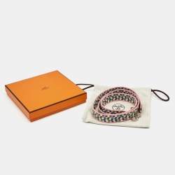 Pre Owned Hermes Strap Rose d'Ete Canvas and Swift Leather Zigzag Sangle Bag Strap