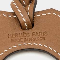 Pre Owned Hermes Etoupe Swift Leather Paddock Fer a Cheval Bag Charm