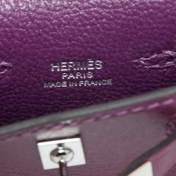Pre Owned Hermes Anemone Tadelakt Leather Mini Kelly Twilly Bag Charm 