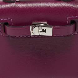 Pre Owned Hermes Anemone Tadelakt Leather Mini Kelly Twilly Bag Charm 