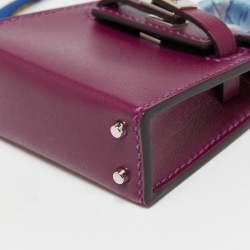 Pre Owned Hermes Anemone Tadelakt Leather Mini Kelly Twilly Bag Charm 