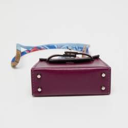 Pre Owned Hermes Anemone Tadelakt Leather Mini Kelly Twilly Bag Charm 