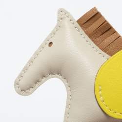 Pre Owned Hermes Craie/Lime/Chai Milo Lambskin and Swift Leather Rodeo Pegase Bag Charm PM
