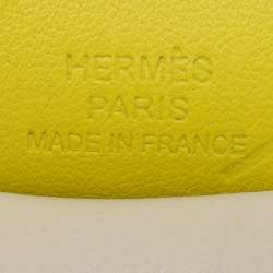 Pre Owned Hermes Craie/Lime/Chai Milo Lambskin and Swift Leather Rodeo Pegase Bag Charm PM