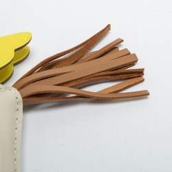 Pre Owned Hermes Craie/Lime/Chai Milo Lambskin and Swift Leather Rodeo Pegase Bag Charm PM