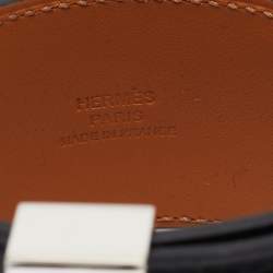 Hermes Collier De Chien Leather Palladium Plated Cuff Bracelet T3