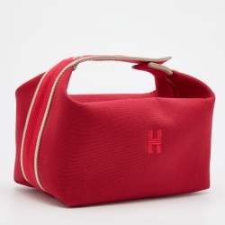 Hermes Carmin Toile Large Bride-A-Brac Cosmetic Pouch