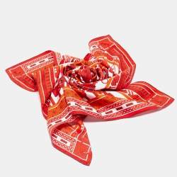 Pre Owned Hermes Red Collier de Chiens Square Scarf