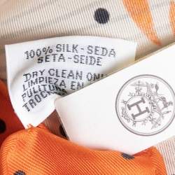 Hermes Orange/White Index Bromeliaceae Print Silk Square Scarf