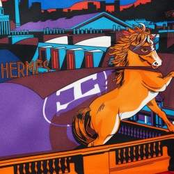 Hermes Multicolor Minuit Au Faubourg Printed Silk Square Scarf
