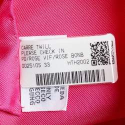 Hermes Pink Please Check In Printed Silk Square Scarf