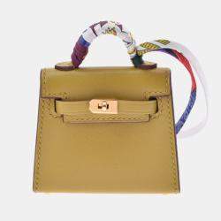 Hermes Yellow Tadalekt Leather Gold Hardware Kelly Twilly Charm Bag Hermes