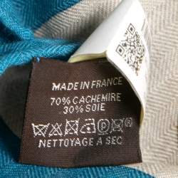 Pre Owned Hermes Bleu Cobalt/Naturel Eperon d'or Cashmere & Silk Shawl