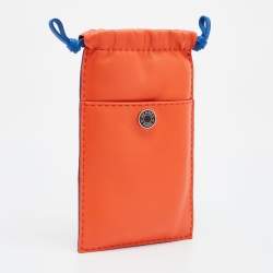 Hermès Orange Poppy/Bleu De France Milo Lambskin and Swift Leather Pilo Phone Case