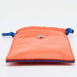 Hermès Orange Poppy/Bleu De France Milo Lambskin and Swift Leather Pilo Phone Case