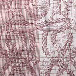 Pre Owned Hermes Bordeaux/Blanc Della Cavalleria Finesse Silk Scarf