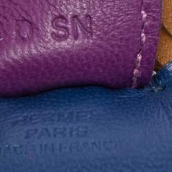 Pre Owned Hermes Blue de Malte/Kraft/Violet Milo Leather Rodeo Bag Charm PM