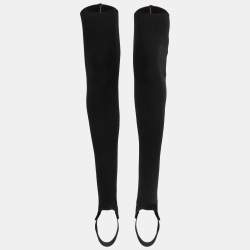 Pre Owned Hermes Black Silk Rib Knit Gaiters