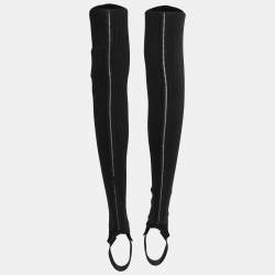 Pre Owned Hermes Black Silk Rib Knit Gaiters