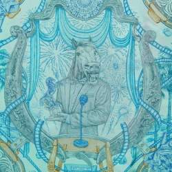 Pre Owned Hermes Light green The Horsawards printed Silk Square Scarf