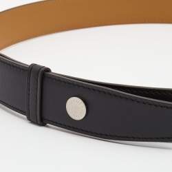 Pre Owned Hermes Black Leather Portland Belt Strap 85cm