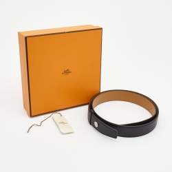 Pre Owned Hermes Black Leather Portland Belt Strap 85cm
