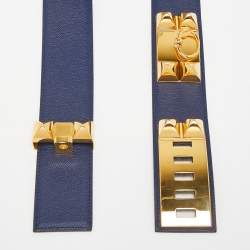 Hermes Bleu Saphir Epsom Leather Collier De Chien Belt 90CM