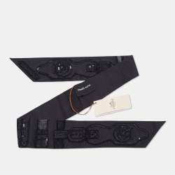 Hermès Black Sequin Embroidered Silk Twilly