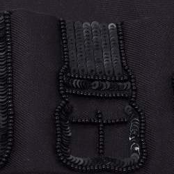 Hermès Black Sequin Embroidered Silk Twilly