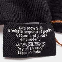 Hermès Black Sequin Embroidered Silk Twilly