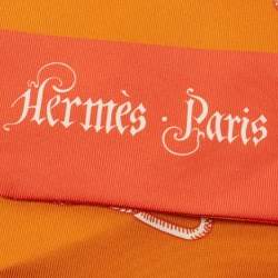 Pre Owned Hermes Orange/Bleu Della Cavalleria Silk Maxi Slim Twilly