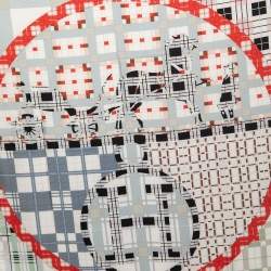 Hermes White/Rouge Ex-Libris a Carreaux Silk Scarf