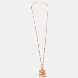 Hermes Kelly Enamel Rose Gold Plated Pendant Necklace