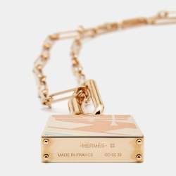 Hermes Kelly Enamel Rose Gold Plated Pendant Necklace
