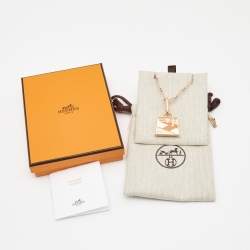 Hermes Kelly Enamel Rose Gold Plated Pendant Necklace