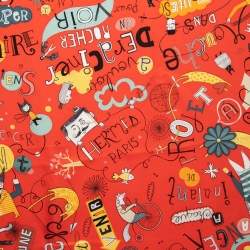 Pre Owned Hermes Red Les Confessions Printed Silk Square Scarf