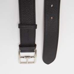 Pre Owned Hermès   Black Togo and Swift Leather Etriviere Belt 100CM