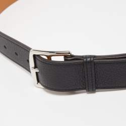 Pre Owned Hermès   Black Togo and Swift Leather Etriviere Belt 100CM