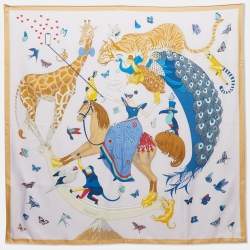 Hermès Story Light Pink Printed Silk Square Scarf