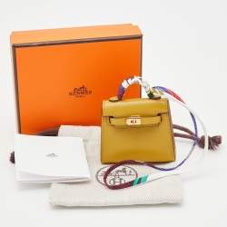 Hermes Cardamome Tadelakt Leather Mini Kelly Twilly Bag Charm 