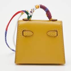 Hermes Cardamome Tadelakt Leather Mini Kelly Twilly Bag Charm 