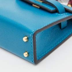 Hermes Bleu Izmir Tadelakt Leather Mini Kelly Twilly Bag Charm 