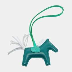 Pre Owned Hermes Malachite/Menthe/Bleu Brume/Vert Jade Milo Leather and Matte Alligator Touch GriGri Rodeo Bag Charm PM
