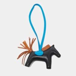 Hermes Noir/Gold/Bleu Zanzibar Milo Leather GriGri Rodeo Bag Charm PM