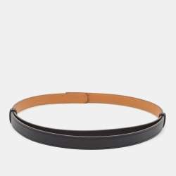Pre Owned Hermes Noir Epsom Leather Gold Tone Finish Kelly 18 Belt Adjustable